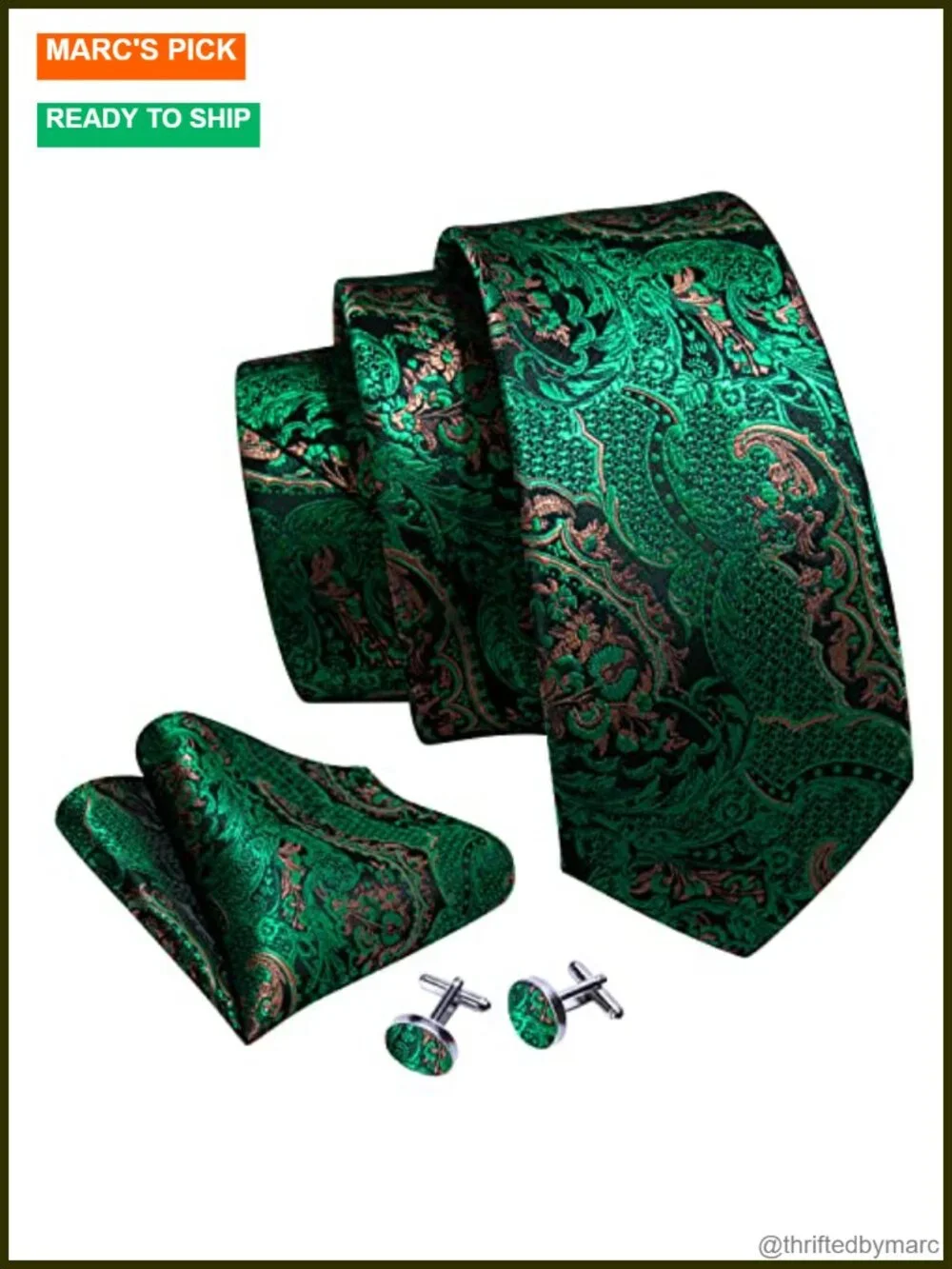 Set of 6 Silk Neckties with Tie Clip Jacquard Woven Formal Wedding